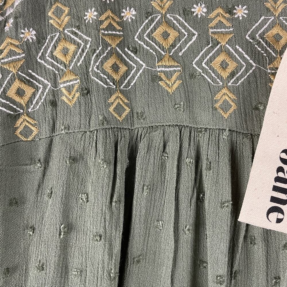 Savanna Jane Top Womens 3X Green Embroidered Peasant Boho Aztec Tribal NEW - Picture 4 of 16